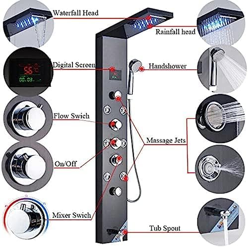 BRILLIANT LED SHOWER PANEL WITH RAINFALL MASSAGER JETS