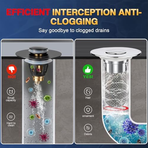 Pro-Guardian bathroom sink drain strainer with removable stainless steel hair catcher