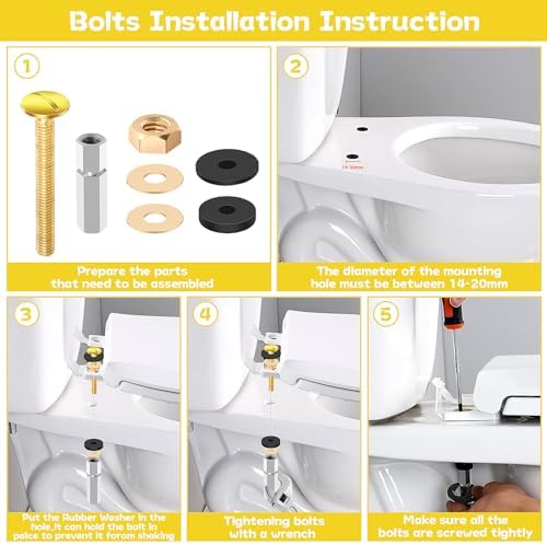 Self Tek Durable Toilet Seat Bolts Kit 2-Piece Set