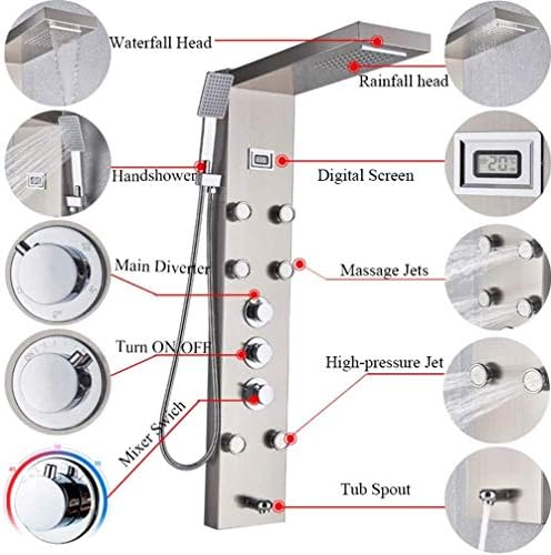 Huin Waterfall Shower System with Massage Jets and Spray