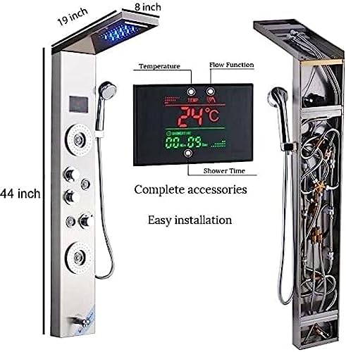 Stainless Steel Shower Panel Tower with LED Rainfall