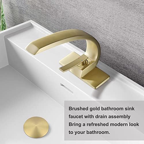 Modern Brushed Gold Bathroom Faucet with 1 or 3 Hole Mount