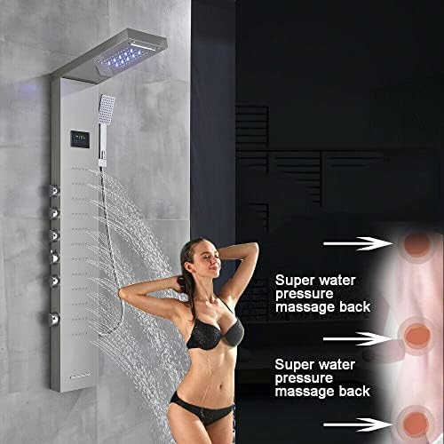 Huin Luxury LED Rainfall Shower Panel Tower with massage jets for Relaxation