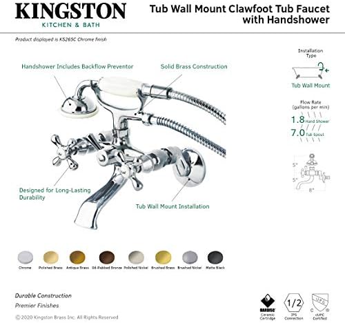 Kingston Brass KS265AB Adjustable Center Fill Pipe Antique Brass High-Quality Bath Faucet