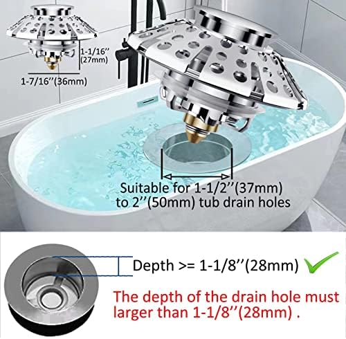 Easy Replace bathtub drain plug with 3-in-1 functions