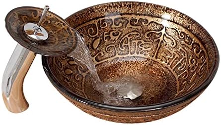 Antique Totem Glass Sink Rugged Faucet Combo Durable Aesthetic