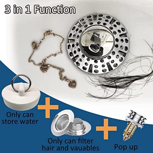 Easy Replace bathtub drain plug with 3-in-1 functions