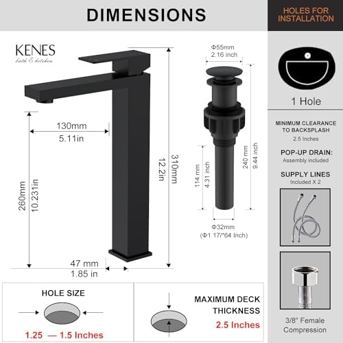 KENES Matte Black Bathroom Faucet