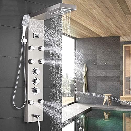 Rainfall Shower Panel with Massage Jets Wall-Mounted System