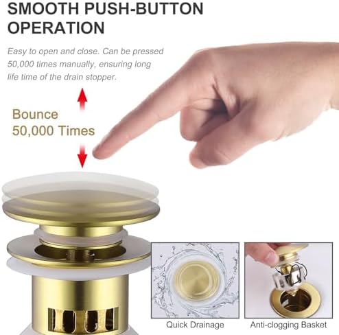 Modern Brushed Gold Bathroom Faucet with 1 or 3 Hole Mount