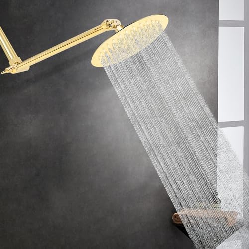 NearMoon Adjustable Shower Arm Solid Brass Chrome Gold