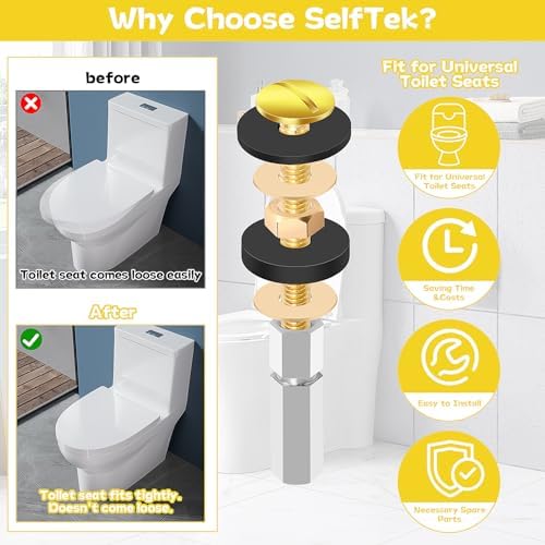 Self Tek Durable Toilet Seat Bolts Kit 2-Piece Set