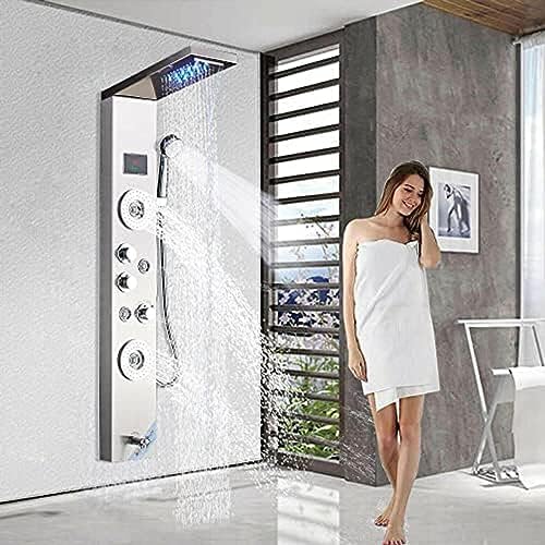 Stainless Steel Shower Panel Tower with LED Rainfall
