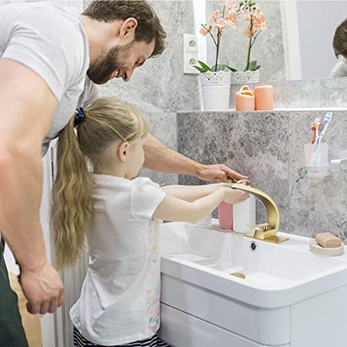 Modern Brushed Gold Bathroom Faucet with 1 or 3 Hole Mount