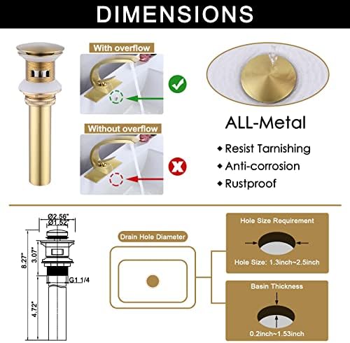 Modern Brushed Gold Bathroom Faucet with 1 or 3 Hole Mount