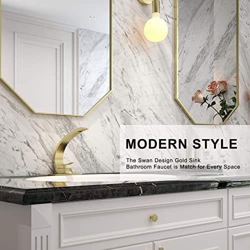 Modern Brushed Gold Bathroom Faucet with 1 or 3 Hole Mount