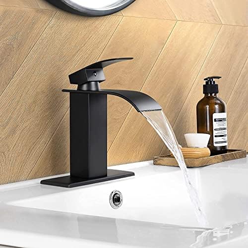 Qomolangma Ultra-Wide Single-Handle Waterfall Bathroom Faucet Matte Black