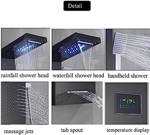 Sprinkling LED Waterfall shower body with massage jets rain-like water effect