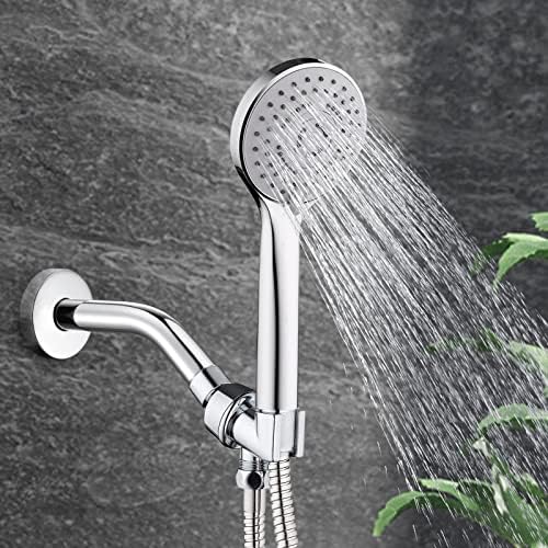 Lowcus Wall-Mounted Extendable Shower Arm with Flange 6-inch Chrome