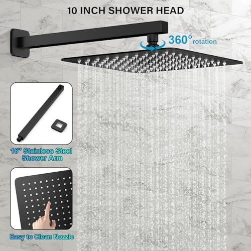 Black Rainfall Shower Faucet Set - Wall Mounted