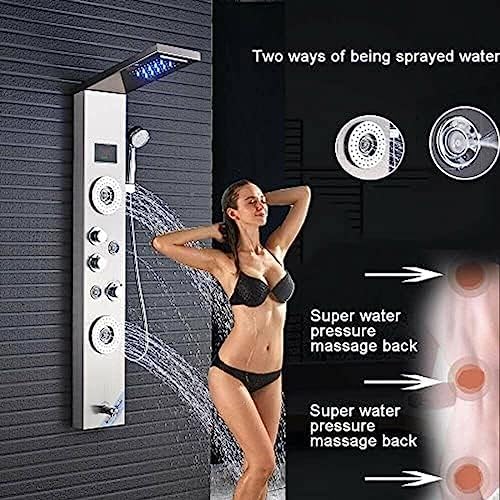 Stainless Steel Shower Panel Tower with LED Rainfall