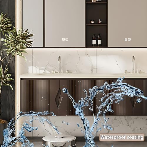 Double Sink Vanity with LED Mirror for Modern Bathroom