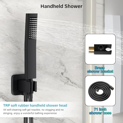 Black Rainfall Shower Faucet Set - Wall Mounted