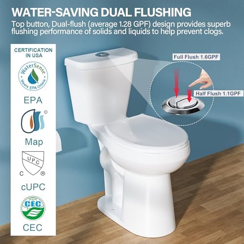 HOMLYLINK 21-Inch Tall Toilet for SeniorsExtra High Comfort Bowl