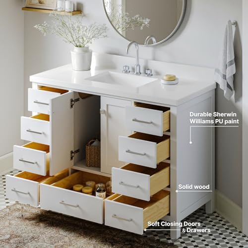 Ariel 48 in White Bathroom Vanity