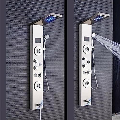 Stainless Steel Shower Panel Tower with LED Rainfall