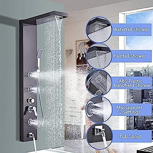 Wall-Mounted Showers with Rainfall Waterfall Massage Jets
