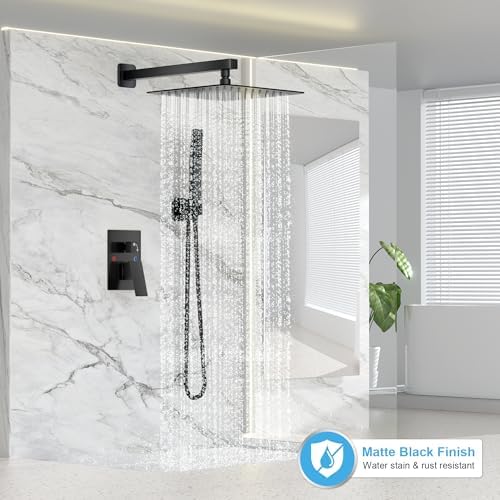 Black Rainfall Shower Faucet Set - Wall Mounted