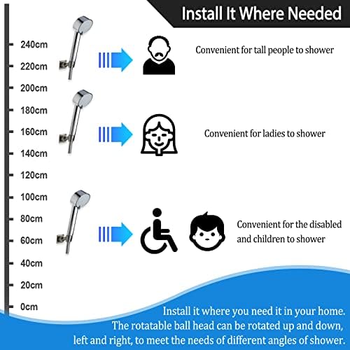 Durable Adjustable Metal Shower Bracket Smooth Fit No Drilling Required