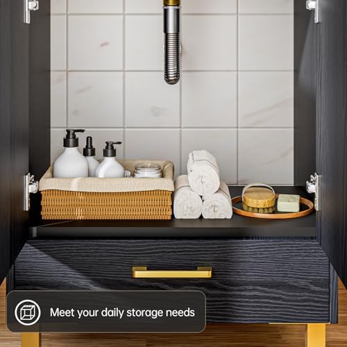 Phiestina Pre-Assembled Black 24 Bathroom Vanity