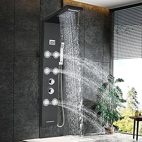 Waterfall Shower Head for Showers Realistic Rainfall with Massager Jets
