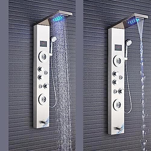 Stainless Steel Shower Panel Tower with LED Rainfall
